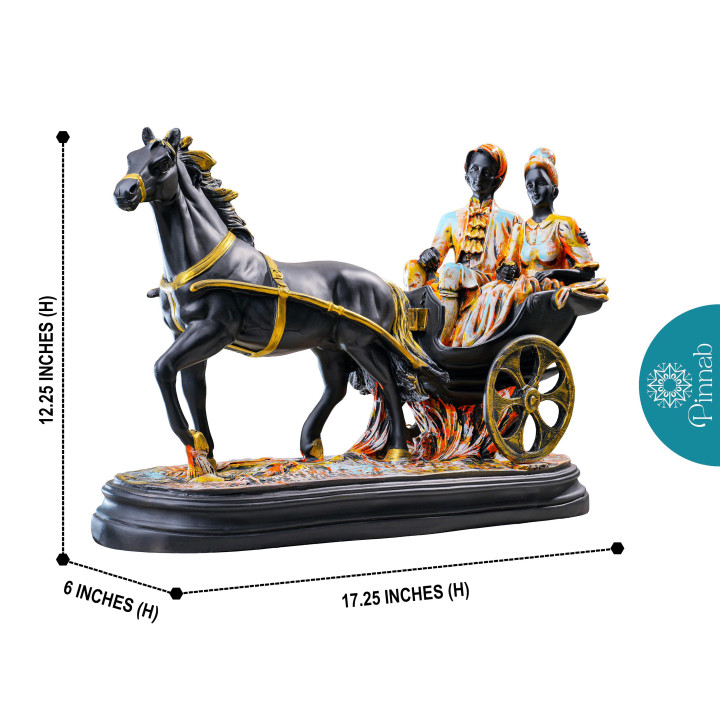 Horse Carriage Couple Showpiece | Home & Office Decor | Gift for Wedding & Housewarming