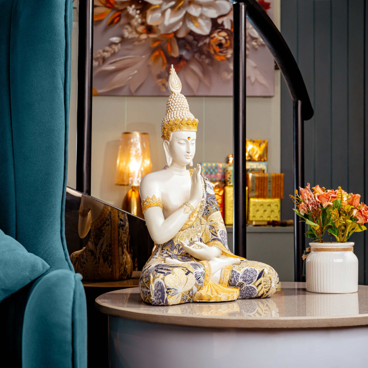 Serene Malaysian Polyresin Blessing Buddha Statue for Home and Office