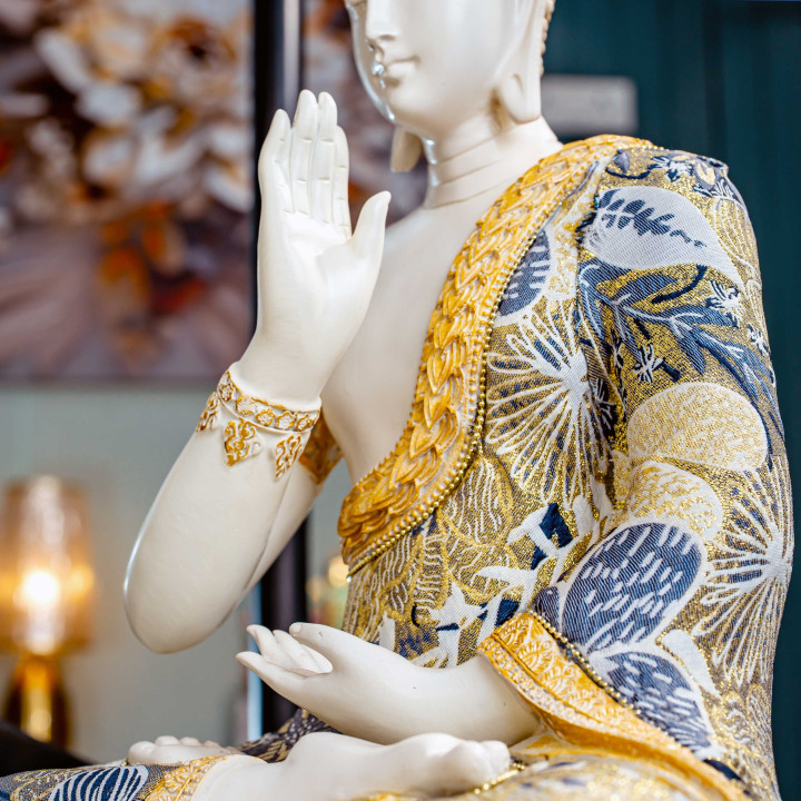 Serene Malaysian Polyresin Blessing Buddha Statue for Home and Office