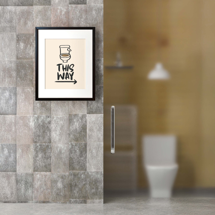 Bathroom Direction Art : A framed print (12x16 inch)