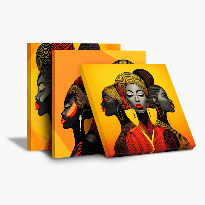 Abstract Expressions: African Women Wall Art Set, Canvas Framed  Collection
