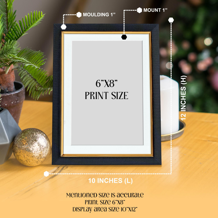 Timeless Moments, Elegant Black & Gold Gallery Frame with Matting Tabletop and Wall