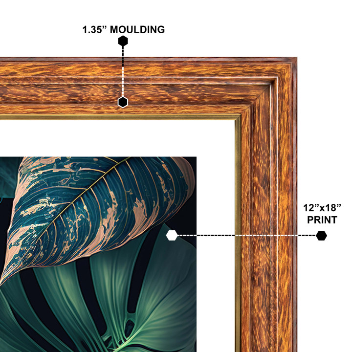 Elegant Brown Wood Finish Photo Frame with 12