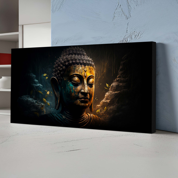 Serene Golden Buddha Canvas Wall Art - Spiritual Home Decor 24