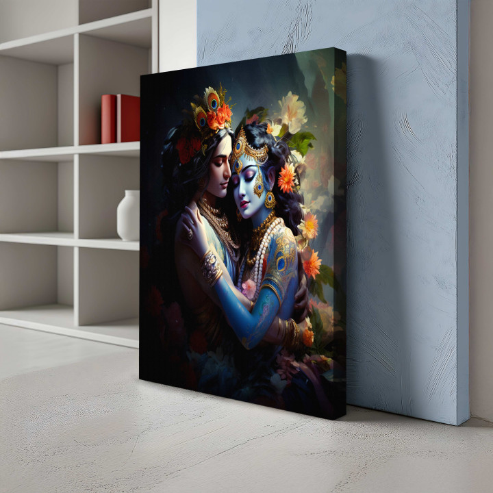 Divine Embrace: Radha Krishna Canvas Wall Art - Spiritual Love & Harmo - Home Decor 24