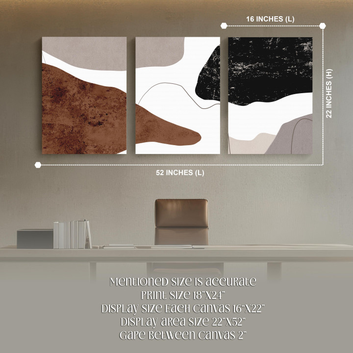 Contemporary Curves: Abstract Canvas Print, Three Piece Set, Wall Art 22x52