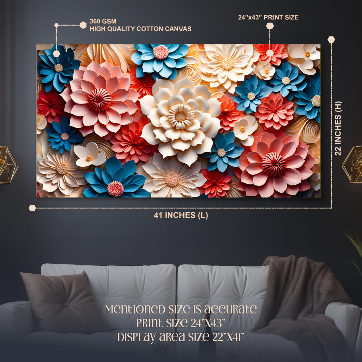 Vibrant 3D Floral Bloom Canvas Art - Large Print 22