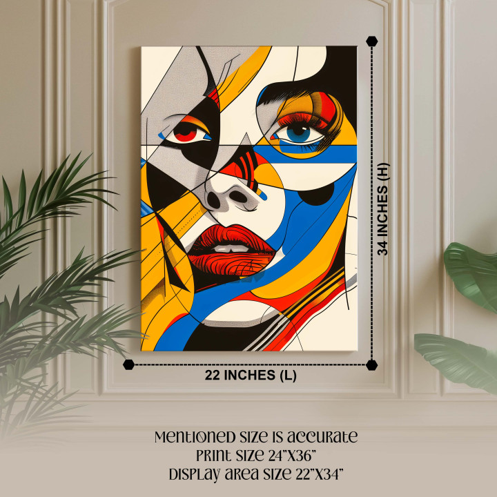 Modern Abstract Woman Canvas Print - Colorful Geometric Pop Art for Home Decor 24