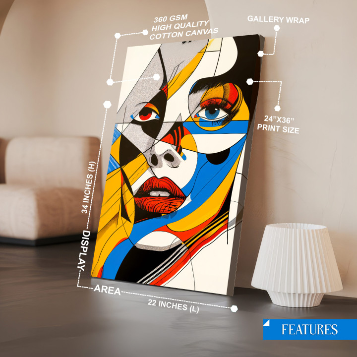 Modern Abstract Woman Canvas Print - Colorful Geometric Pop Art for Home Decor 24