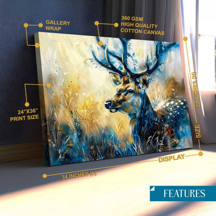 Majestic Deer Abstract Canvas Print - Gallery Wrap Wall Art 24