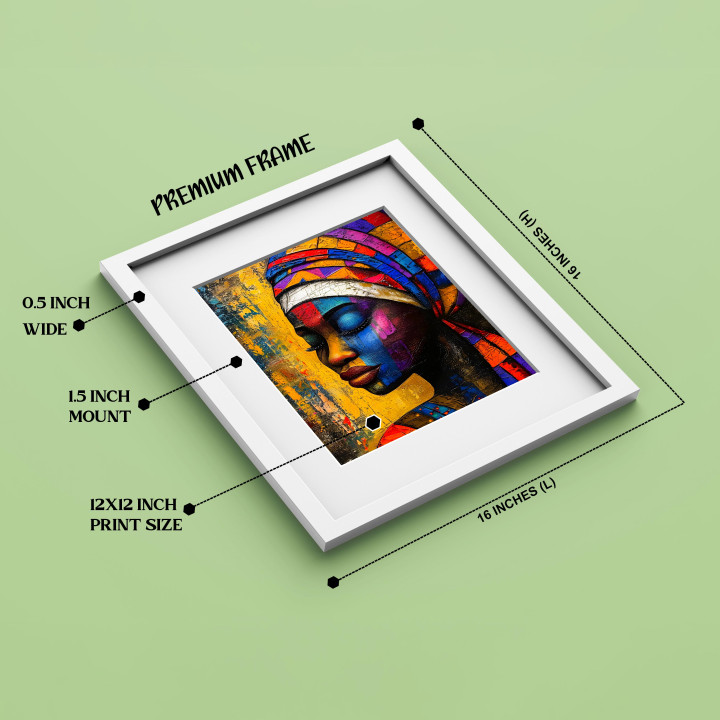 Set of 2 Vibrant African Woman Portrait Wall Art - Premium White Photo Frame with Prints