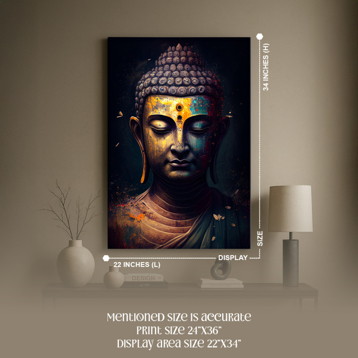 Modern Buddha Canvas Wall Art - Vibrant Abstract Portrait for Home Decor 24