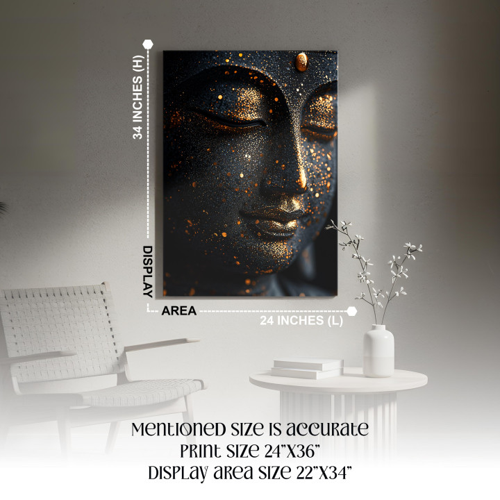 Golden Dust Buddha Canvas Wall Art - Meditation Spiritual Print 24