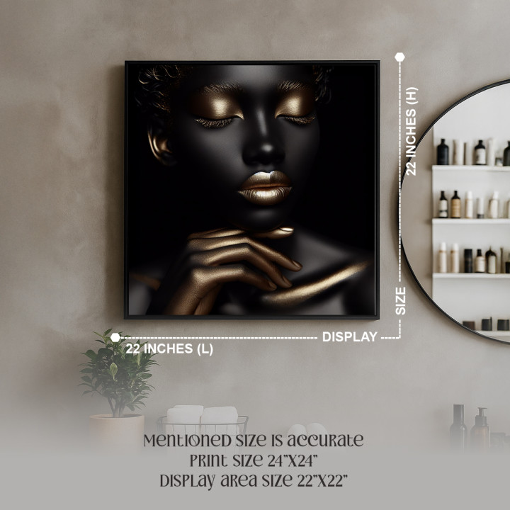 Luxury Black & Gold Serenity: Woman Portrait Canvas - Gallery Wrap - 24