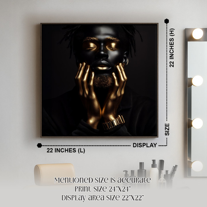Enigmatic Golden Touch Canvas Art - Abstract Portrait in Black & Gold 24