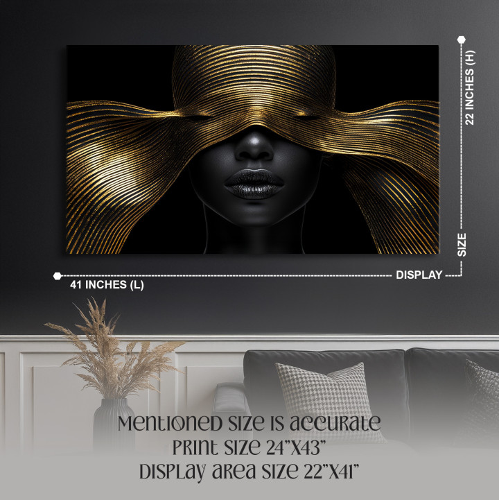 Elegant Black & Gold Abstract Woman Canvas Wall Art - Modern Glamour Decor 24
