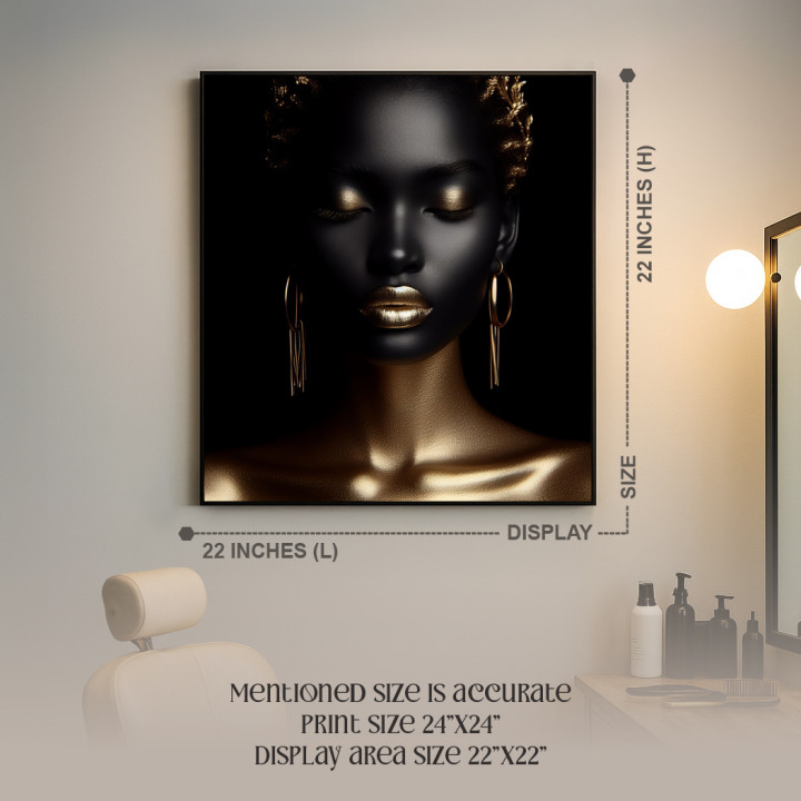 Regal Radiance: Black & Gold Portrait Canvas Art print 24