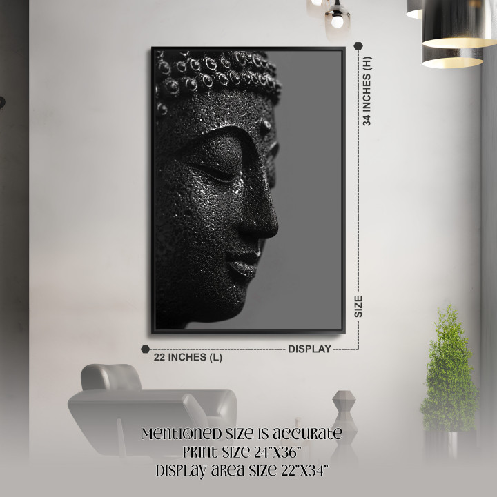 Divine Contemplation: Black Buddha Premium Canvas Wall Art 24