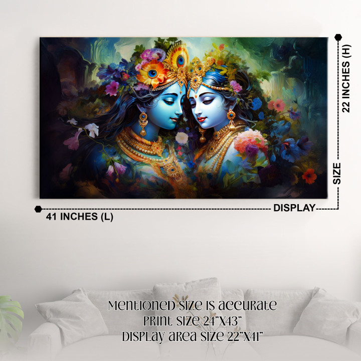 Divine Radha Krishna Canvas Wall Art - Print Size 43