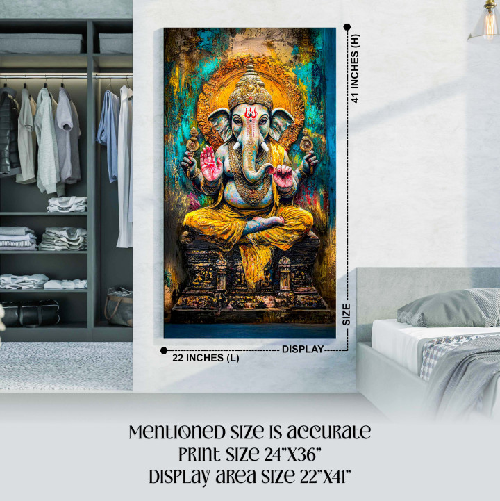 Vibrant Lord Ganesha Canvas Print - Spiritual & Artistic Decor 24