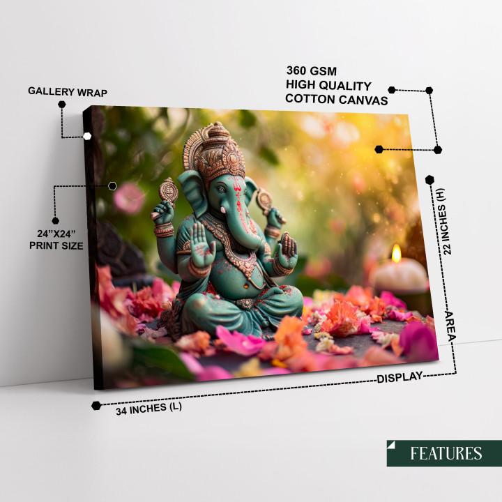 Serene Lord Ganesha Canvas Print - Nature's Blessing 36