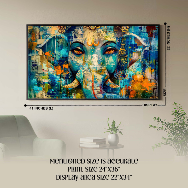 Abstract Ganesha Elephant Face Canvas Print - Modern Hindu Art 43