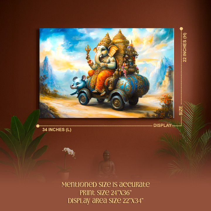 Divine Ganesha Mushak Ride Canvas Art - Modern Spiritual Decor 24