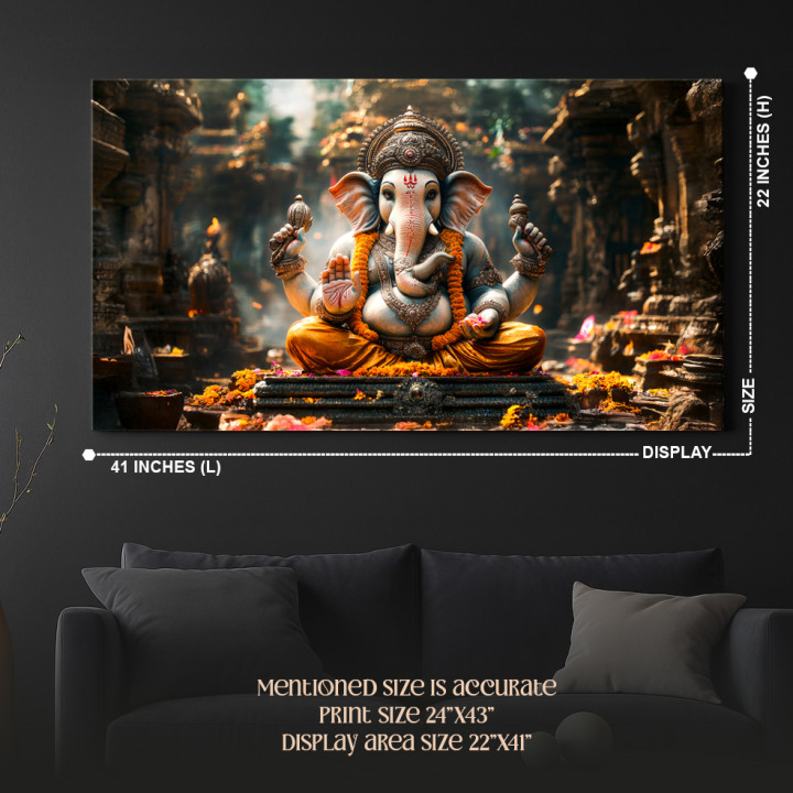 Divine Ganesha Idol Canvas Print - Spiritual & Elegant Home Decor 24