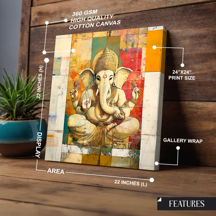 Divine Ganesha Art Gallery Wrap Canvas Print - Spiritual Home Decor 24