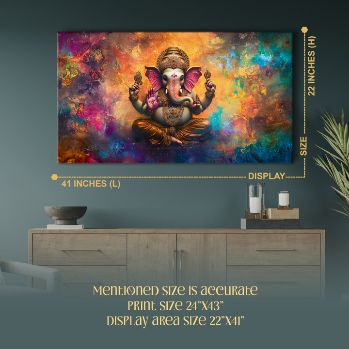 Vibrant Lord Ganesha Panoramic Canvas Art - Gallery Wrap 24