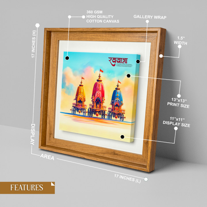 Premium Wood Finish Canvas Floating Frame - Rath Yatra Art Print 17