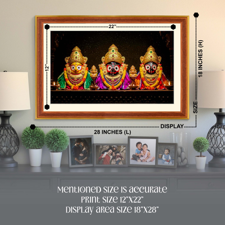 Divine Lord Jagannath, Balabhadra & Subhadra Wooden Finish Photo Frame - Premium Home Decor 18