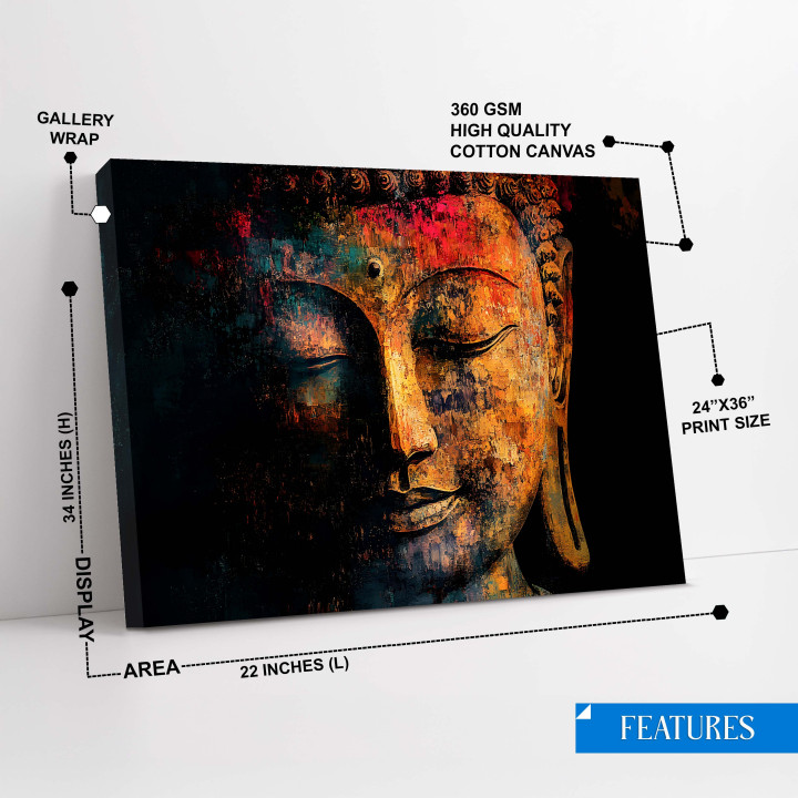 Abstract Buddha Canvas Art | Large Spiritual Wall Decor | Premium Cotton Print 24