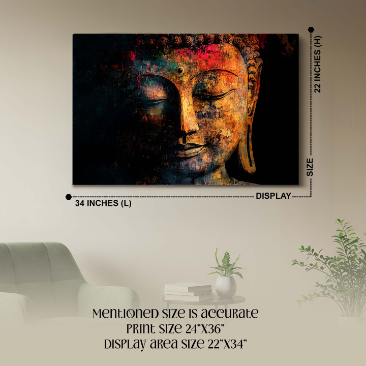 Abstract Buddha Canvas Art | Large Spiritual Wall Decor | Premium Cotton Print 24