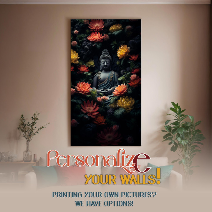 Buddha & Lotus Canvas Print | Spiritual Wall Art | Large Vertical Decor 24