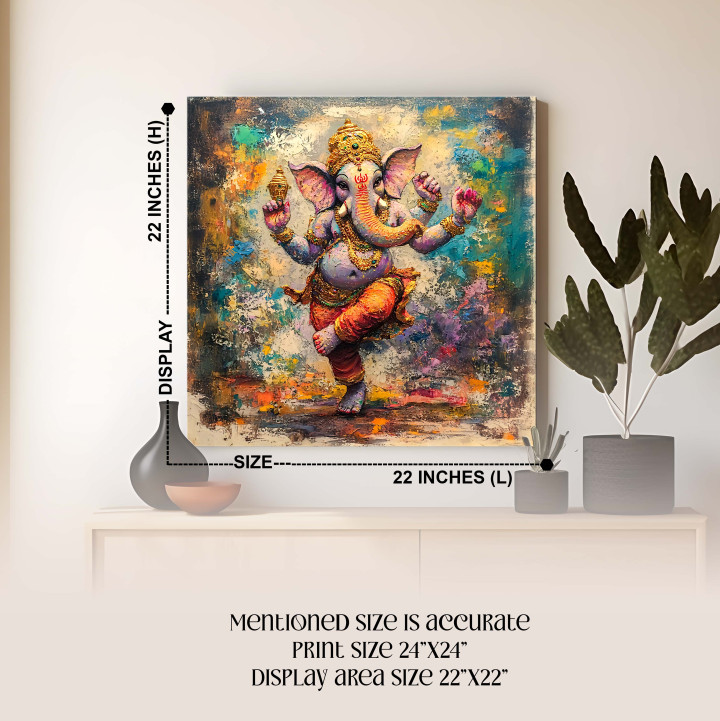 Dancing Ganesha Canvas Print - Square Gallery Wrap Canvas 24