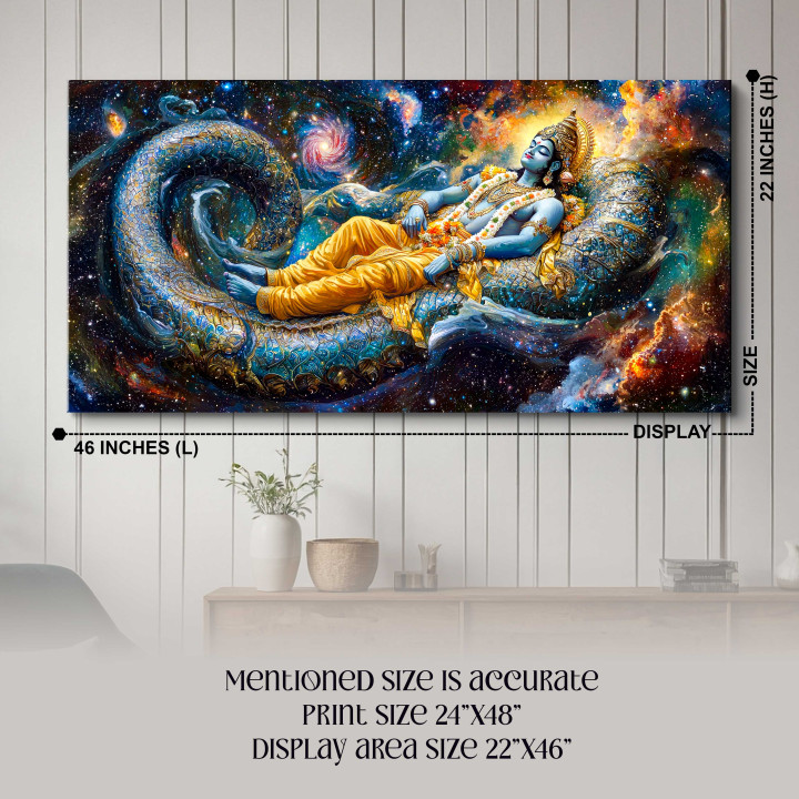 Spiritual Canvas Wall Art: Lord Vishnu - Gallery Wrap & Floating Frame Options 24