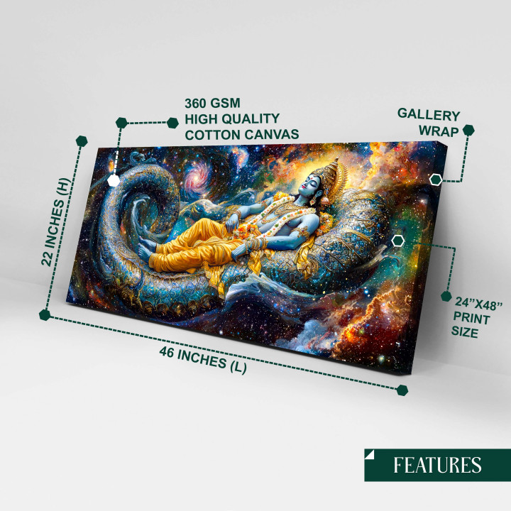 Spiritual Canvas Wall Art: Lord Vishnu - Gallery Wrap & Floating Frame Options 24