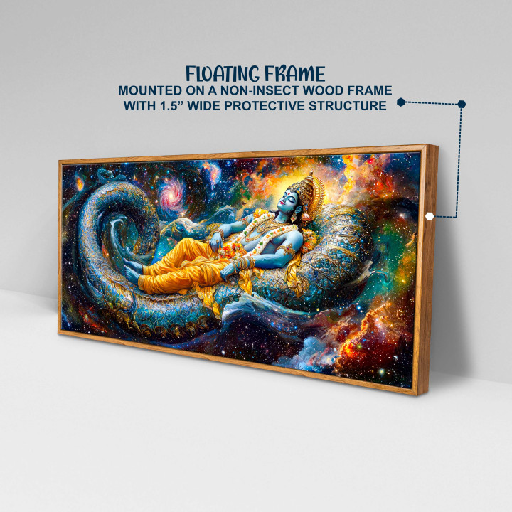 Spiritual Canvas Wall Art: Lord Vishnu - Gallery Wrap & Floating Frame Options 24