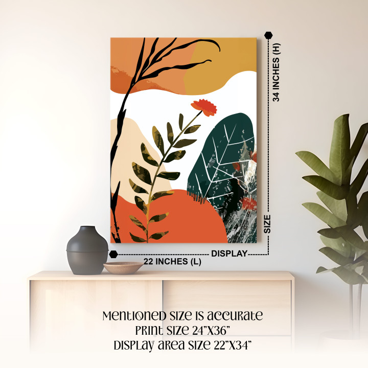 Modern Abstract Botanical Canvas Print | Warm Tones Wall Art for Living Room & Bedroom 24