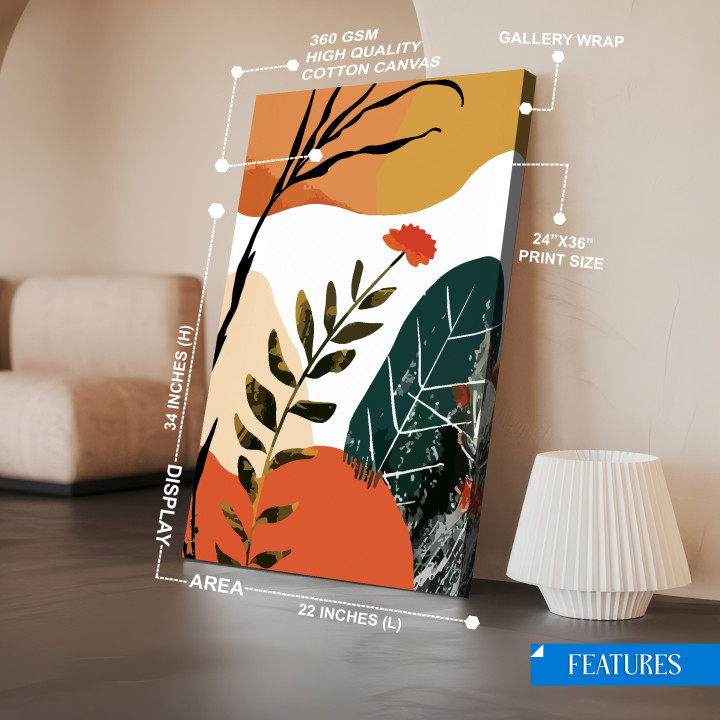 Modern Abstract Botanical Canvas Print | Warm Tones Wall Art for Living Room & Bedroom 24