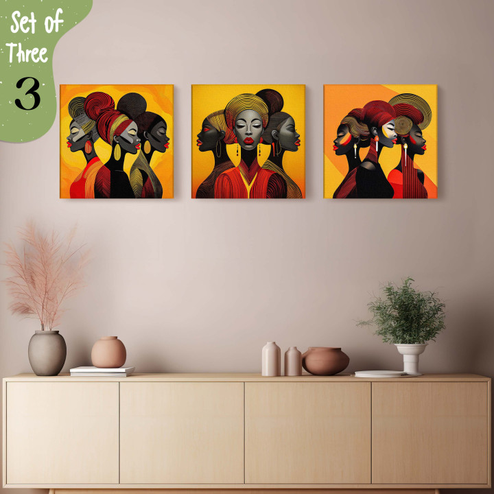 Abstract Expressions: African Women Wall Art Set, Canvas Framed  Collection