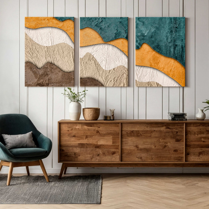 Abstract Landscape Texture 3-Piece Canvas Wall Art Set - Earth Tones 24
