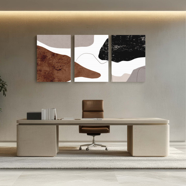 Contemporary Curves: Abstract Canvas Print, Three Piece Set, Wall Art 22x52