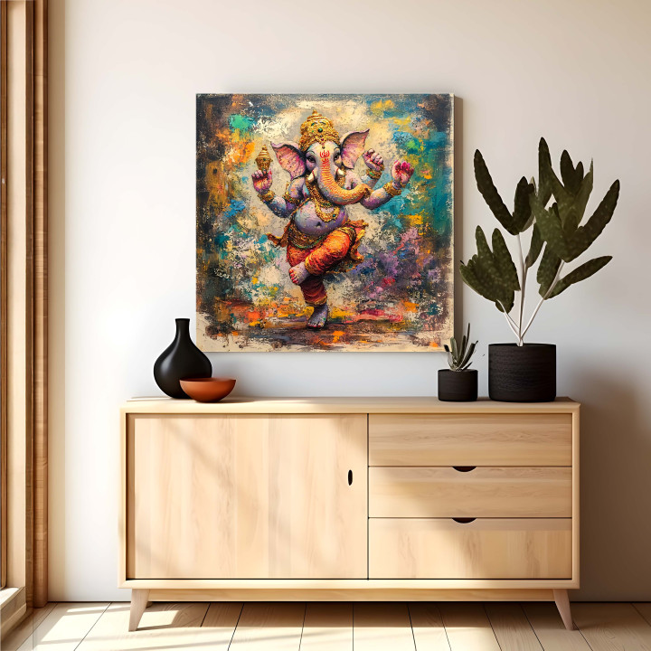 Dancing Ganesha Canvas Print - Square Gallery Wrap Canvas 24