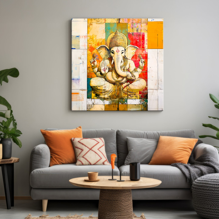 Divine Ganesha Art Gallery Wrap Canvas Print - Spiritual Home Decor 24