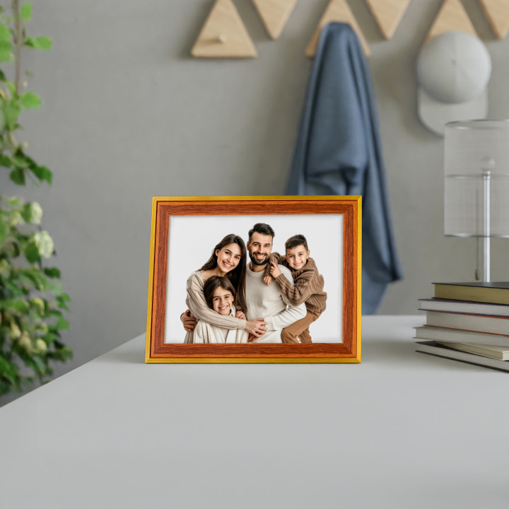 Elegant Wood and Gold Photo Frame,  8x12 Print Size Photo