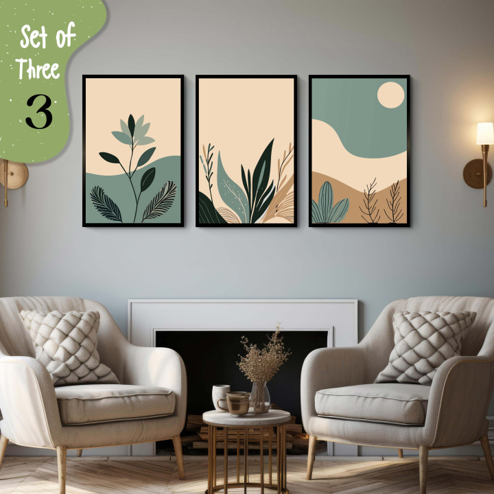 Modern Botanical Wall Art Set – Framed with 12