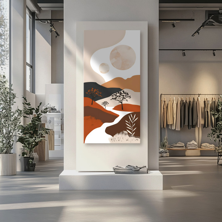 Modern Earth Tones Abstract Canvas Wall Art - 24x48
