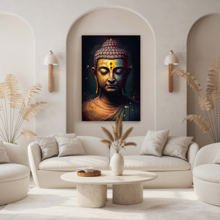 Serene Buddha Face Canvas Art for Modern Interiors 24x36
